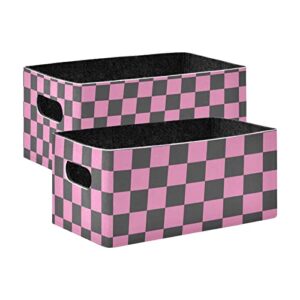 checkerboard pink black plaid storage basket felt storage bin collapsible closet baskets decorative baskets organizer for pet supplies magazine