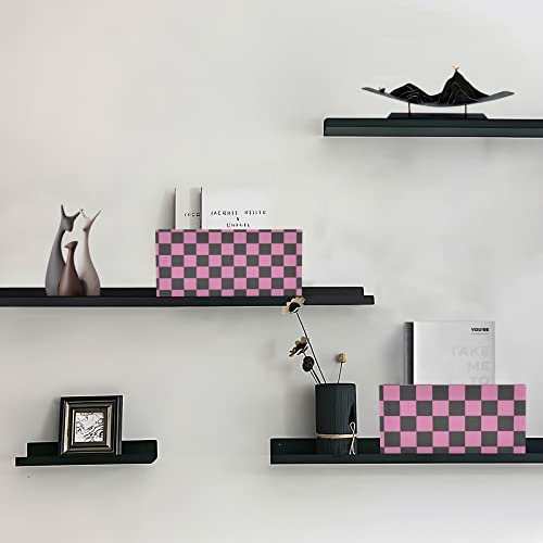 Checkerboard Pink Black Plaid Storage Basket Felt Storage Bin Collapsible Closet Baskets Decorative Baskets Organizer for Pet Supplies Magazine