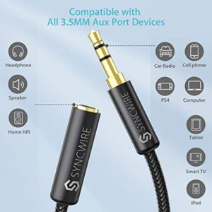 SYNCWIRE Headphone Y Splitter Nylon Braided Extension Cable (3.5mm Male to 2 Female), Headphone Extension Cable (3.5mm Male to Female)