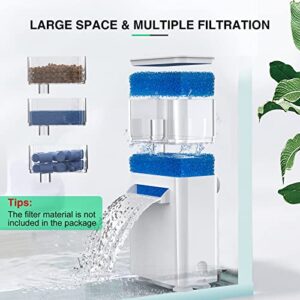 SILICAR Turtle Tank Filter,Aquarium Waterfall Filter Low Level Water Clean Pump for Small Fish Tank Amphibian Frog Crab Habit, 2.5W (M)