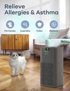 air purifiers for home large room, ganiza 1570ft² 23db less noise air purifiers for pets remove 99.97% pet hair dander pollen smoke dust, air quality monitor, h13 hepa air purifiers, odor eliminator