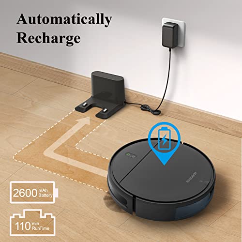 EICOBOT Robot Vacuum and Mop Combo,2000Pa Suction,Robot Vacuum Cleaner,2 in 1 Mopping Robot Vacuum,230ML Water Tank, Slim,Self-Charging,Vacuum Robot Ideal for Hard Floor, Pet Hair, Carpet,Black