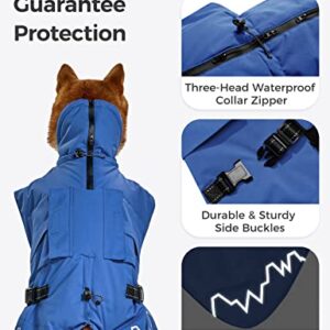 Wantdo Large Dog Padded Rain Jacket Waterproof Warm Winter Jacket Refletive Size 23 Blue