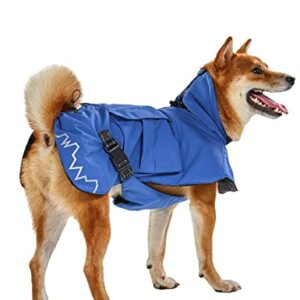 Wantdo Large Dog Padded Rain Jacket Waterproof Warm Winter Jacket Refletive Size 23 Blue