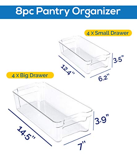 Utopia Home Pantry and Fridge Organizers, Pack of 16 – BPA Free Clear Plastic Storage Bins for Freezers, Kitchen Countertops and Cabinets