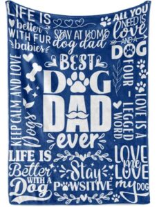 innobeta dog dad flannel fleece blankets throws for dog lovers, best dog dad ever gifts, perfect for father's day birthday christmas thanksgiving, purple, 50" x 65"