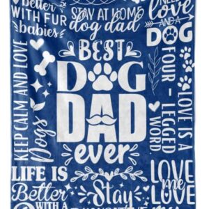 InnoBeta Dog Dad Flannel Fleece Blankets Throws for Dog Lovers, Best Dog Dad Ever Gifts, Perfect for Father's Day Birthday Christmas Thanksgiving, Purple, 50" x 65"