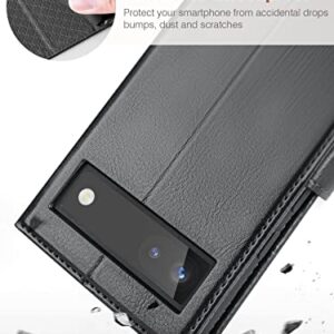 OCASE Compatible with Google Pixel 6A Wallet Case, PU Leather Flip Folio Case with Card Holders RFID Blocking Kickstand [Shockproof TPU Inner Shell] Phone Cover 6.1 Inch 2022 (Black)