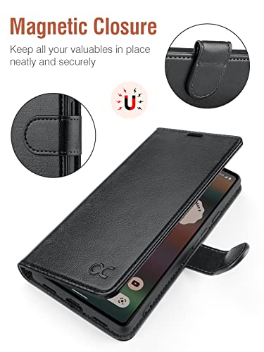 OCASE Compatible with Google Pixel 6A Wallet Case, PU Leather Flip Folio Case with Card Holders RFID Blocking Kickstand [Shockproof TPU Inner Shell] Phone Cover 6.1 Inch 2022 (Black)