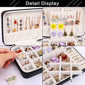 DesignSter Small Jewelry Box - Travel Jewelry Case PU Leather Jewelry Organizer Storage Holder for Necklace Earring Rings, Gifts for Girls Women (Black)