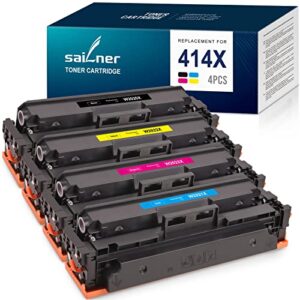sailner 414x compatible toner cartridge replacement for 414x 414a 414 w2020x for color laserjet pro mfp m454dw m454dn m479fdw m479fdn printer (black cyan magenta yellow 4 pack) no chip 414 toner