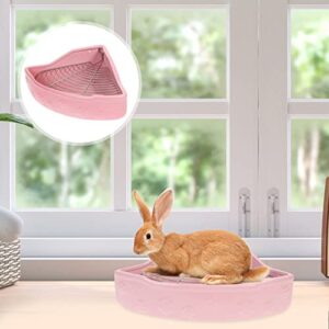 VILLCASE Rabbit Litter Tray, Rabbit Litter Box Ceramic Hamster Toilet Pet Potty Training Corner Cage Box Accessory for Rabbit Guinea Pig Chinchilla Small Animal, 12.97X9.43X3.93inch (Pink)