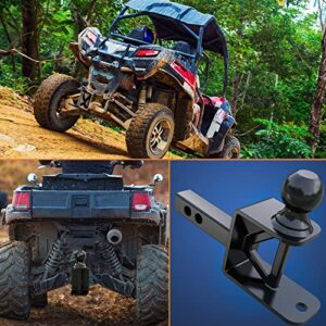 LOCAME 3-in-1 ATV/UTV Tralier Hitch Mount, Fits1 1/4-Inch Receiver, Solid Shank ATV/UTV Tow Hitch, 2-Inch Ball Hitch Adapter, 5000 LBS GTW-Multi Hitch, Black, LC0050