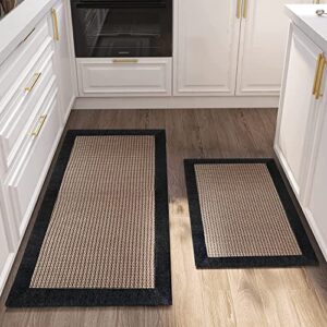 twill kitchen mat kitchen rugs set of 2 kitchen rugs and mats non skid washable farmhouse kitchen floor mats for in front of sink heavy duty standing mat kitchen mats for floor fridge indoor black