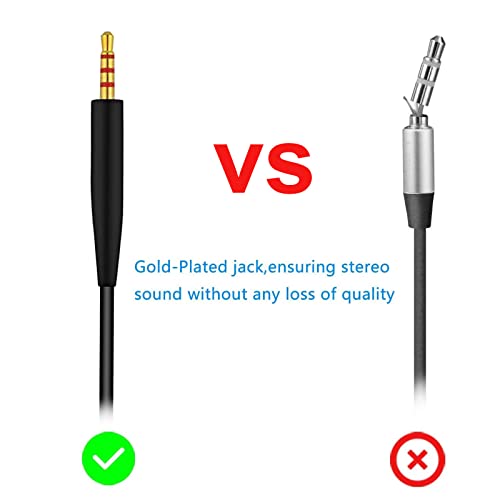 QC45 Audio Cable Replacement Headphone Cord Wire Compatible with Bose Quietcomfort 35 QC25 QC35 QC45 OE2i Soundlink SoundTrue NC700 Headphones Aux Cord(Black with Mic)