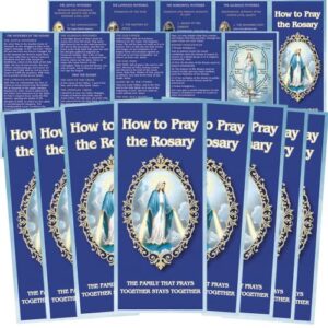 how to pray the rosary pamphlet, paper booklet for beginners, sunday school learning, pack of 10 (13 inch (w) and 6 inch (h))
