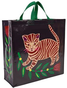 blue q shopper - tiger kitten. reusable grocery bag, sturdy, easy-to-clean, 15" h x 16" w x 6" d. made from 95% recycled material.