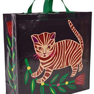Blue Q Shopper - Tiger Kitten. Reusable grocery bag, sturdy, easy-to-clean, 15" h x 16" w x 6" d. Made from 95% recycled material.