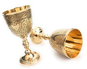 aladean brass vintage chalice goblet | 1x royal wine cups of king arthur - renaissance medieval gifts for communion, christmas pack of 1pc (roman chalice)