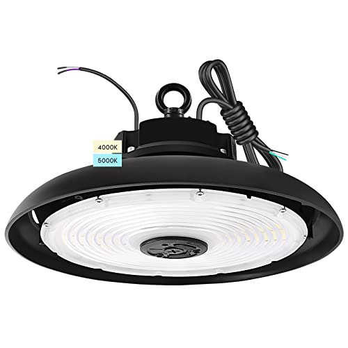 LUXRITE 200/220/250W UFO LED High Bay Light, Up to 35000 Lumens, 2 Colors 4000K 5000K, 5FT Hardwire Cable, Surge Protected, IP65, 120-277V, UL Certified - Warehouse Gym Factory Commercial Lighting