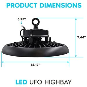 LUXRITE 200/220/250W UFO LED High Bay Light, Up to 35000 Lumens, 2 Colors 4000K 5000K, 5FT Hardwire Cable, Surge Protected, IP65, 120-277V, UL Certified - Warehouse Gym Factory Commercial Lighting