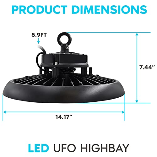 LUXRITE 200/220/250W UFO LED High Bay Light, Up to 35000 Lumens, 2 Colors 4000K 5000K, 5FT Hardwire Cable, Surge Protected, IP65, 120-277V, UL Certified - Warehouse Gym Factory Commercial Lighting