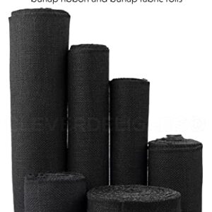 CleverDelights 14" Black Burlap Roll - Finished Edges - 10 Yards - Jute Burlap Fabric