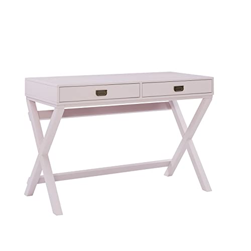 Linon Light Pink Rose Gold Hardware Jaycee X Base Writing Desk