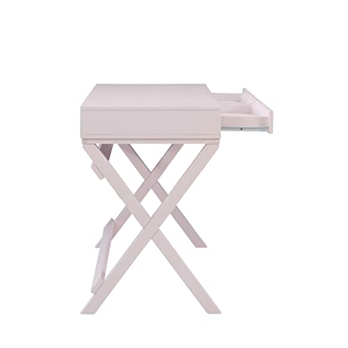 Linon Light Pink Rose Gold Hardware Jaycee X Base Writing Desk