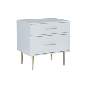 linon modern ice blue gold hardware lennon two drawer nightstand