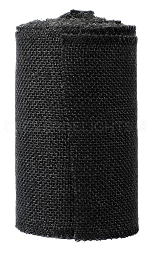 CleverDelights 6" Black Burlap Roll - Finished Edges - 10 Yards - Jute Burlap Fabric