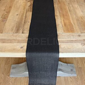 CleverDelights 9" Black Burlap Roll - Finished Edges - 5 Yards - Jute Burlap Fabric