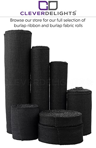 CleverDelights 9" Black Burlap Roll - Finished Edges - 5 Yards - Jute Burlap Fabric