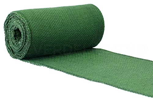 CleverDelights 6" Green Burlap Roll - Finished Edges - 10 Yards - Jute Burlap Fabric