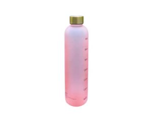 water bottle with time marker, 32oz 1 liter, bpa free frosted plastic, reusable water bottle, leakproof (blush-pink)