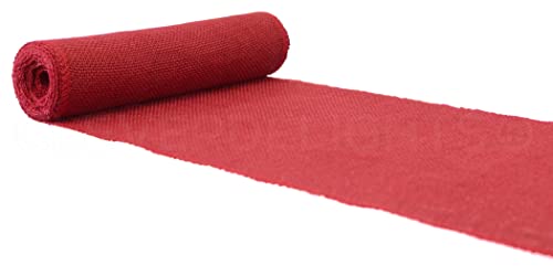 CleverDelights 9" Red Burlap Roll - Finished Edges - 5 Yards - Jute Burlap Fabric