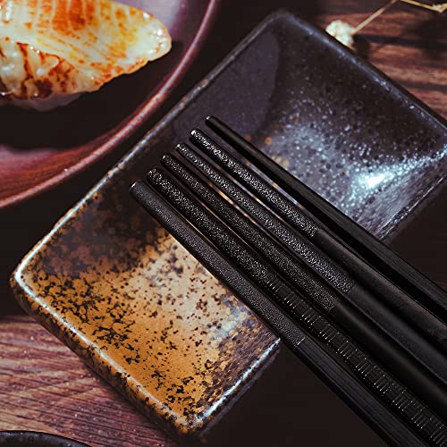 DXPIIOY Japanese Chopstick,Dishwasher Safe,6 Pairs Reusable Black Fancy Fiberglass Chopsticks With Gift Case,lightweight Non-Slip Chop Sticks Set,For Eating Salmon Sushi Noodles ,9.6 Inch - Black