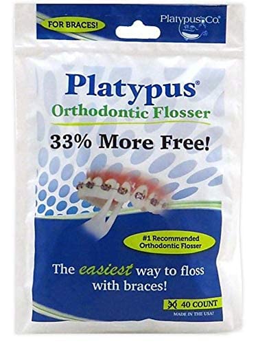 Platypus Orthodontic Flossers for Braces | Ortho Picks for Adults & Kids | Fits Under Arch Wire | Non-Damaging | Encourage Flossing Habits | Floss Teeth in Under Two Minutes (40 Count (Pack of 2))