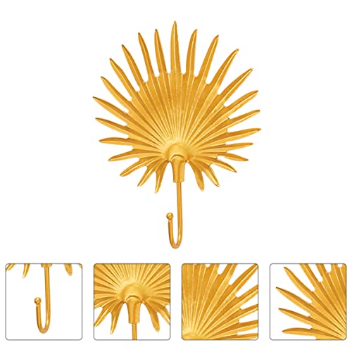 Veemoon Towel Hanger Towel Hooks Nordic 2 Pieces Metal Sun Wall Art Decoration Sunflower Wall Hook Hanger Metal Leaf Wall Hanging Decorations Gold Leaf Shaped Self Adhesive Wall Hook