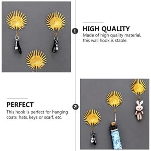 Veemoon Towel Hanger Towel Hooks Nordic 2 Pieces Metal Sun Wall Art Decoration Sunflower Wall Hook Hanger Metal Leaf Wall Hanging Decorations Gold Leaf Shaped Self Adhesive Wall Hook