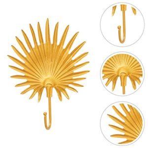 Veemoon Towel Hanger Towel Hooks Nordic 2 Pieces Metal Sun Wall Art Decoration Sunflower Wall Hook Hanger Metal Leaf Wall Hanging Decorations Gold Leaf Shaped Self Adhesive Wall Hook