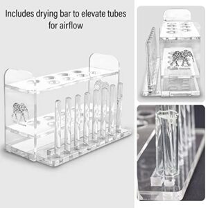 Aquarium Test Tube Holder, Hand-Made Rack, with 8 Holes and 8 Drying Poles, customised for use with Aquarium Test Tubes Including API Test Tubes, by Tililly Concepts