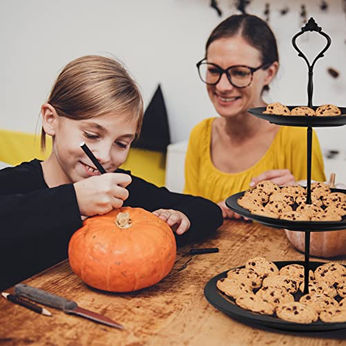 Lucky Will Black Tiered Dessert Serving Tray for Kid's Party Supplies Favors 3 Tier Cupcake Cake Stand for Birthday Tea Afternoon Halloween Christmas Candy Bar