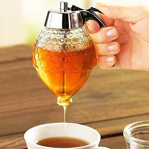 No Drip Glass Maple Syrup Dispenser Glass Honey Pot Honey Jar, Honey Dispenser Honey Container Pot Honey DippersPlates & Serving Dishes