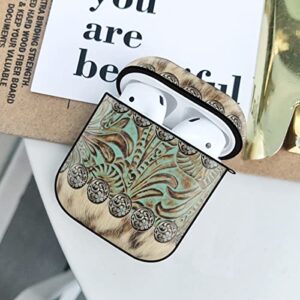 Case Cover for AirPods 1 & 2 Rustic Brown Teal Full Body Protection Case Earphone Earset Case Hard PC Cover