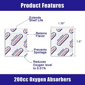 KAGM 200 Packs 200CC Oxygen Absorbers for Food Storage - Food Grade Oxygen Absorbers, O2 Absorbers Food Grade, Works in Mylar Bags, Mason Jars, and Vacuum Bags (10 Pack in Individual Vacuum Bag x 20)