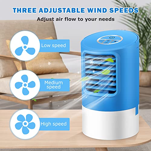 IMIKEYA Personal Air Conditioner: 3 in 1 Portable Air Conditioner Fan, Evaporative AC Mini Air Conditioner Humidifier With 3 Speeds Air Cooler Desk Misting Cooling Fan for Room Office Home 7 LED Light