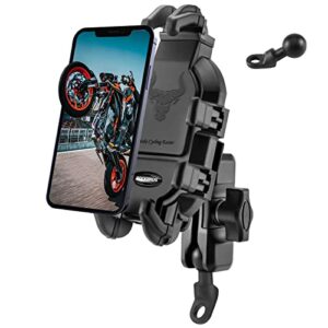 rockbros motorcycle bike phone mount with vibration dampener for 4.7''-7.1'' phones, motorcycle bike phone holder universal handlebar motorcycle(rear view mirror mount)