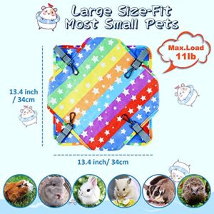 HOMEYA Guinea Pig Hideout Kit,Pet Hideout Play Tube Hideaway Bedding+Small Animal Bunkbed Hammock,Funny Toys and Cage Accessories for Ferret Rat Hamster Squirrel Chinchilla Sugar Glider-Rainbow