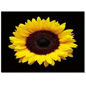 Large Rectangular Area Rugs 5' x 7' Living Room, Farm Sunflower Round Durable Non Slip Rug Carpet Floor Mat for Bedroom Bedside Outdoor Black Backdrop Yellow Floral